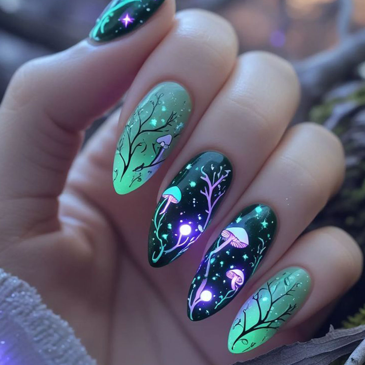 Almond Press on Nails Mushroom - Nail Art Press On ulasan dan harga