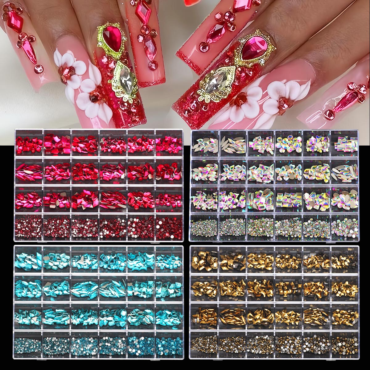 1 Box of Multi -Shaped 3D Nail - Nail Art Valentines Day ulasan dan harga